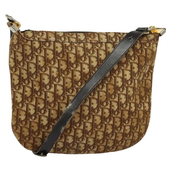 DIOR Trotter Canvas Shoulder Bag Brown Gold - Picture 1 of 16